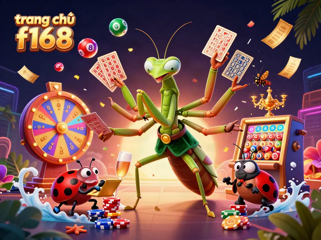 Experience the excitement of trang chủ f168 with vibrant casino elements in a captivating 3D illustration.