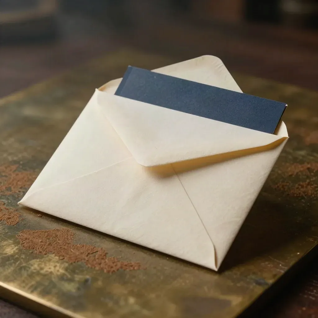 Sealed sanctions desk pack with booklet and clipped cards on bronze, lit dramatically.